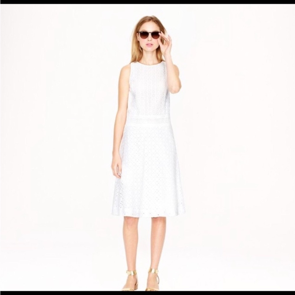 J Crew COLLECTION White eyelet lace Sleeveless Dress